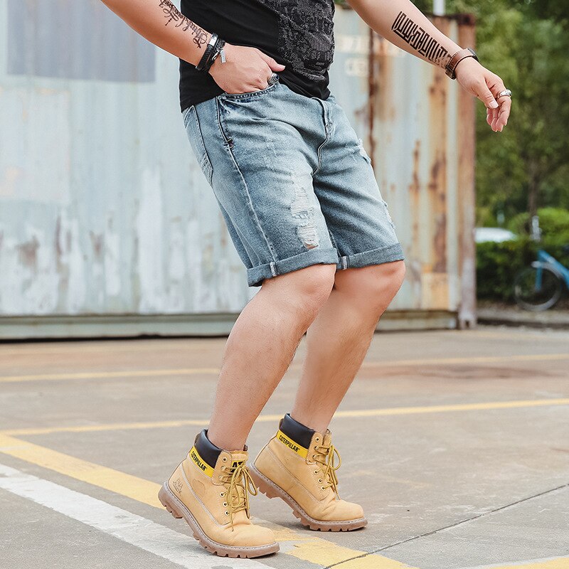 Jeans para hombre, novedad de , pantalones cortos de mezclilla de talla grande para hombre, pantalones cortos de mezclilla Retro con agujeros para primavera y otoño, tallas 6XL