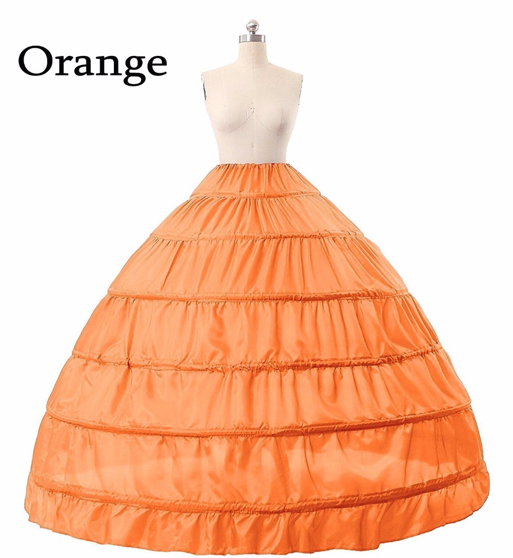 Jupon en Crinoline, accessoires de mariage, robe de bal, sous-jupe, 6 cerceaux, en Stock: Orange