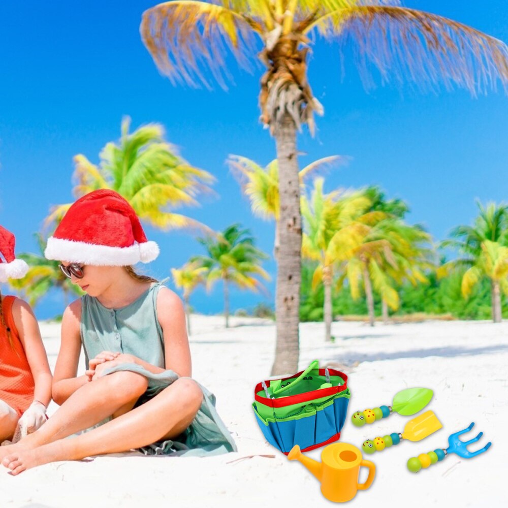 5 Stck in 1 einstellen freundlicher Garten Werkzeuge Bausatz draussen Gartenarbeit Spielzeug mit Tragetasche Bewässerung Wasserkocher Rechen Schaufel Kleine pflanzen Werkzeug