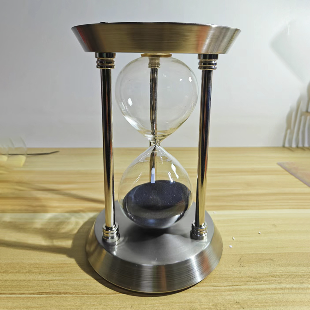 Drei-Säulen-Ornament, High-End-Timer, Sanduhr, Mini-Countdown-Timer, Glas-Timer, Zeit kleine Sanduhr aus Metall: XL / Licht Grau