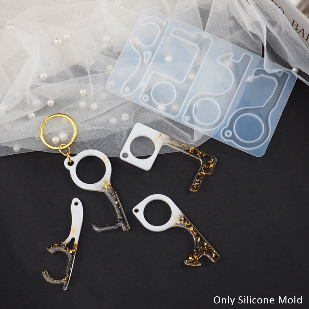 Silicone Mold Beginners Multifunction Craft No Touch Door Opener Clear DIY Epoxy Resin Pusher Kids Adults Button Casting Home