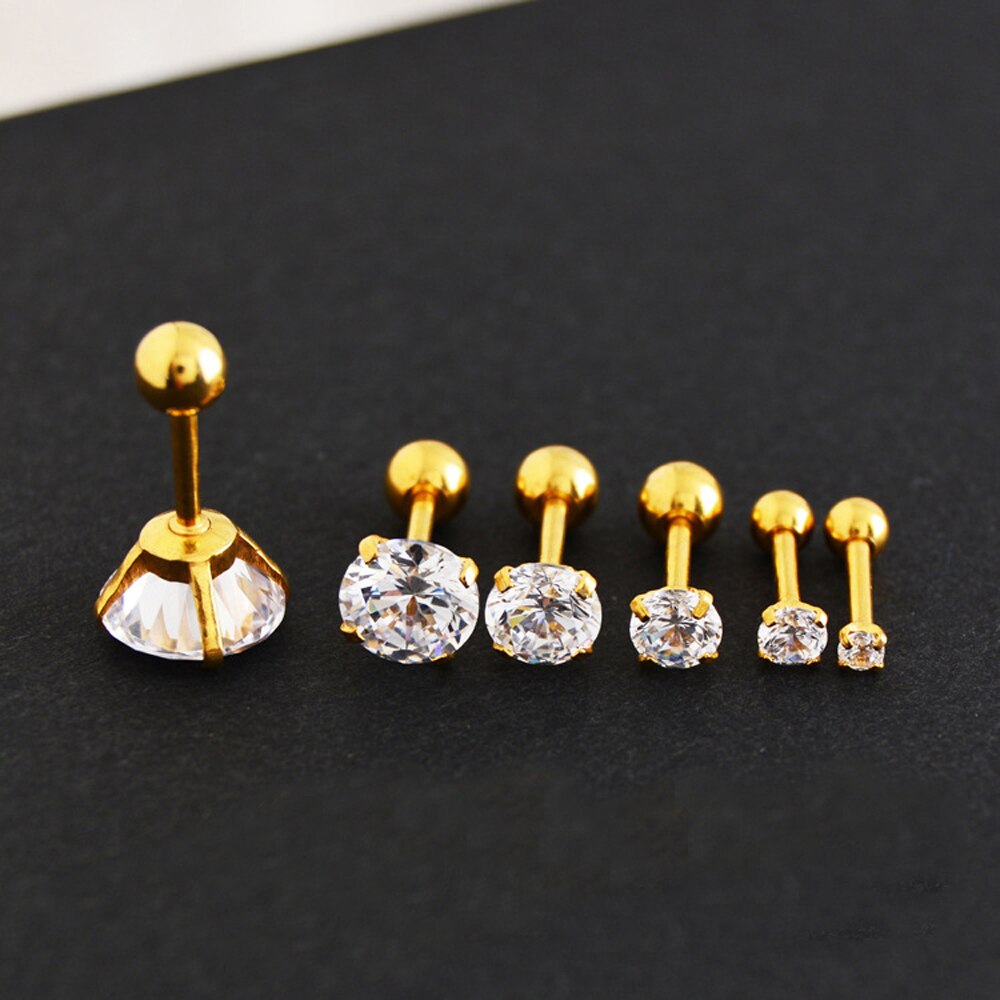 1 Paar Classic Roestvrij Stee Stud Oorbellen Voor Vrouwen Cz Zirkoon Oor Piercing Chirurgisch Staal Oor Sieraden Voor Mannen Jongens vrouwen Meisjes: 4mm / 4 Paw Gold-A