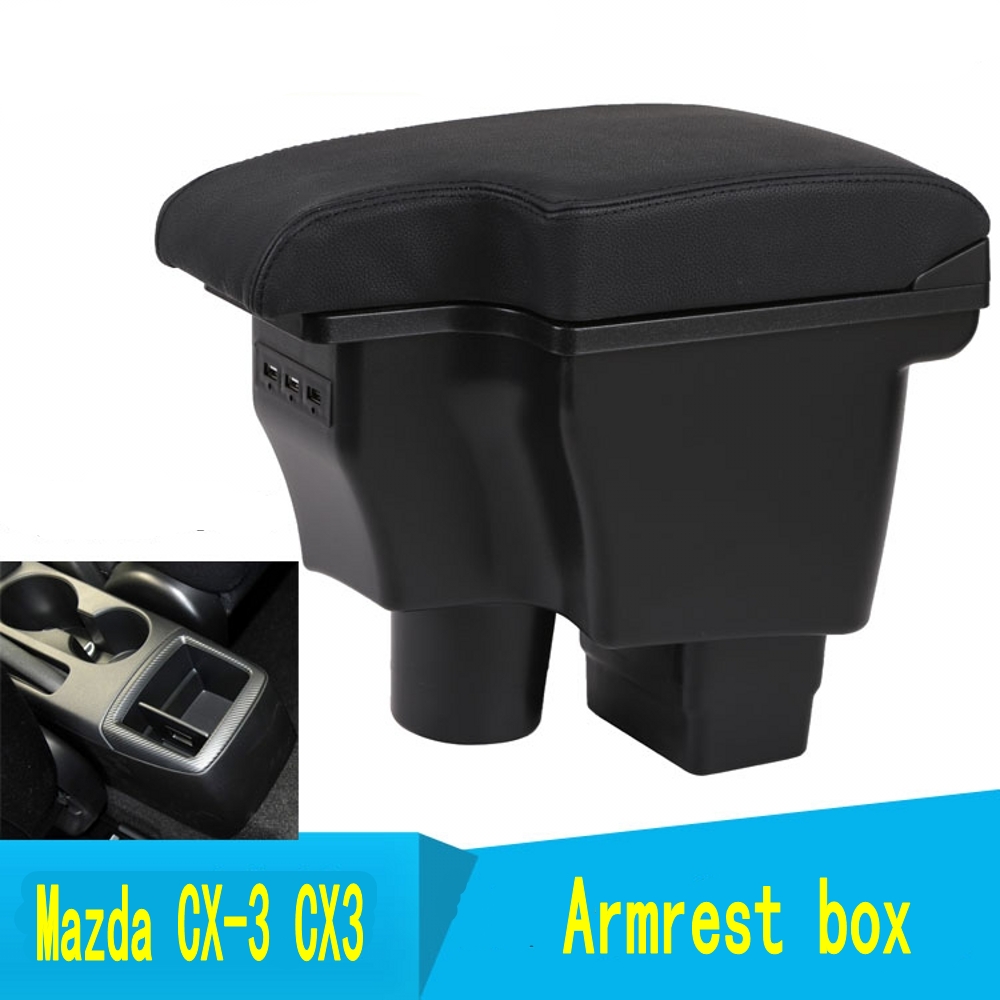 Pour Mazda 2 skyactiv version cx3 CX-3 accoudoir boîte centrale magasin contenu boîte avec USB cx 3 accoudoirs boîte cx3