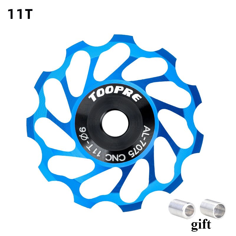 Bicycle Ceramic Guide Pulley Rear Derailleur Aluminum 11T MTB Road Bike Guide Ceramics Bearing Jockey Wheel Bicycle Accessories: 1pc blue