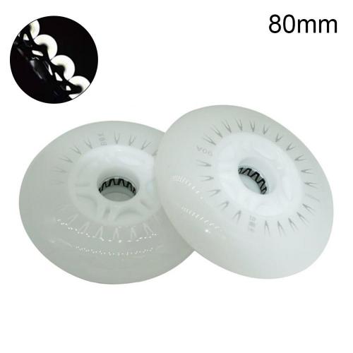 SEBA-ruedas de patinaje de velocidad en línea para adultos, patines con luz LED intermitente, 80/76/72mm, 2 piezas: White 80mm