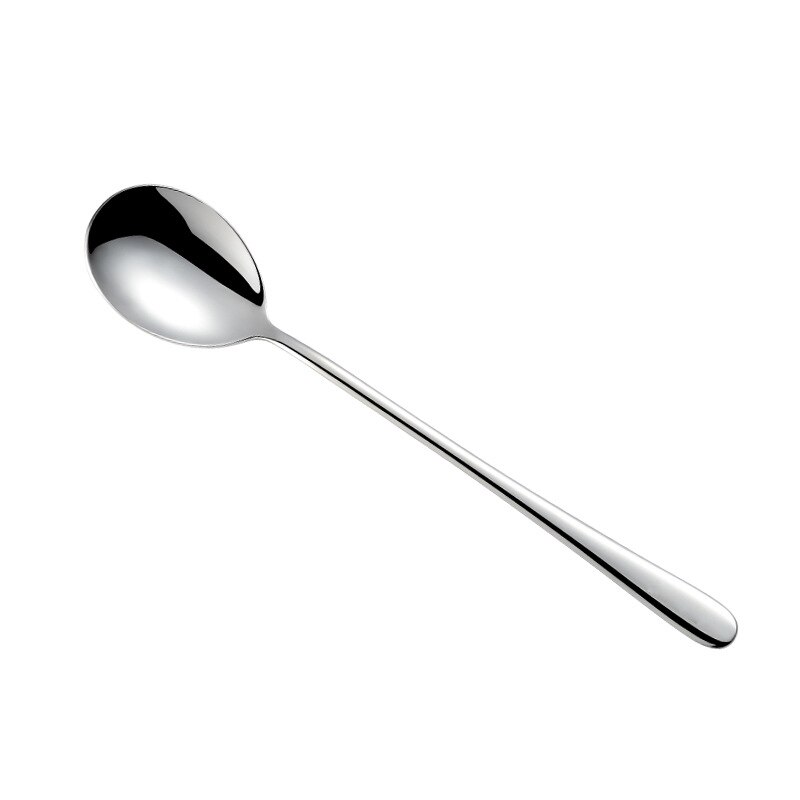 304 Stainless Steel Long Handle Household Cute Korean Spoon Adult Dinner Spoon Gold Plated: Sliver