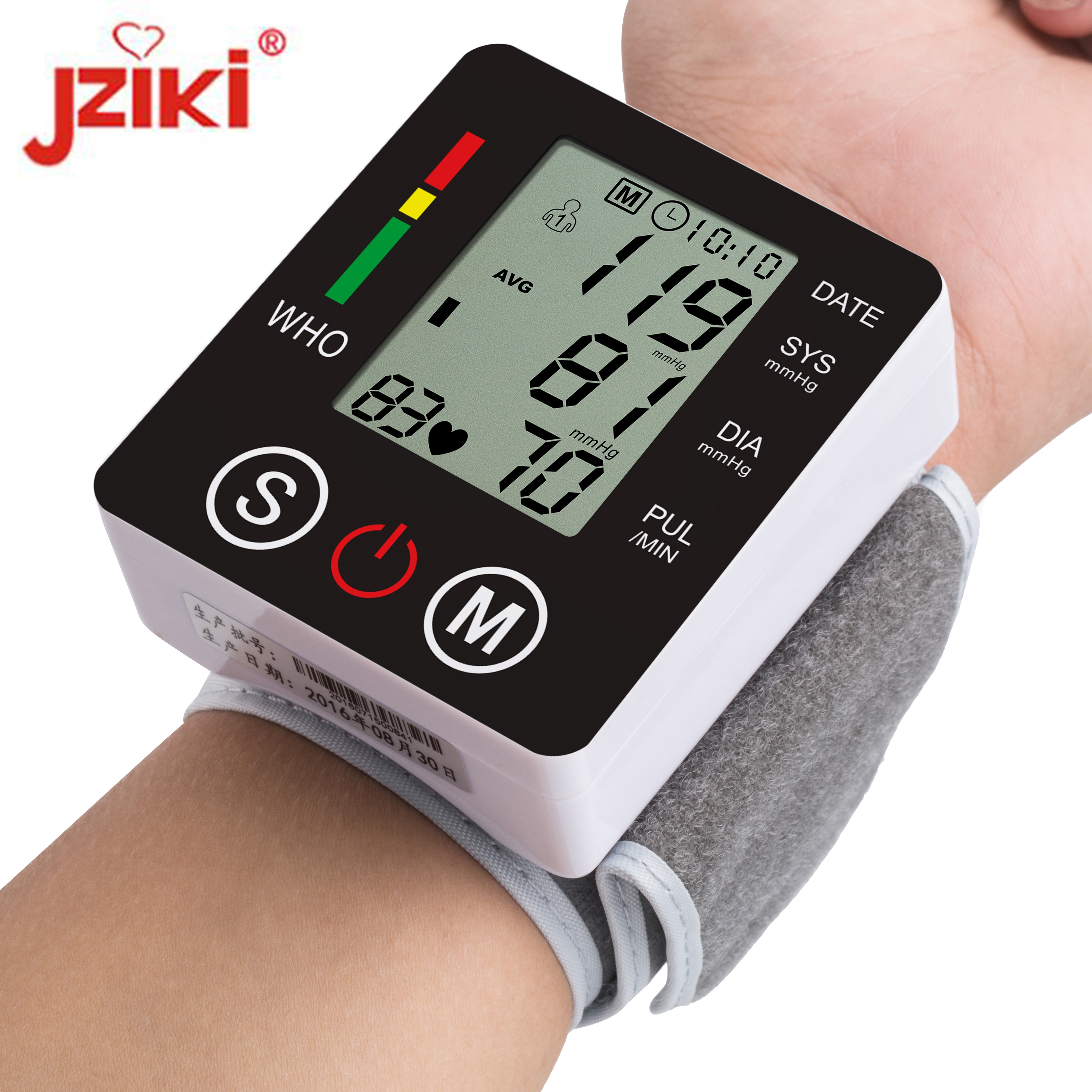 JZIKI poignet tensiomètre anglais ou russe voix sphygmomanomètre Portable poignet pression artérielle compteur moniteur de santé
