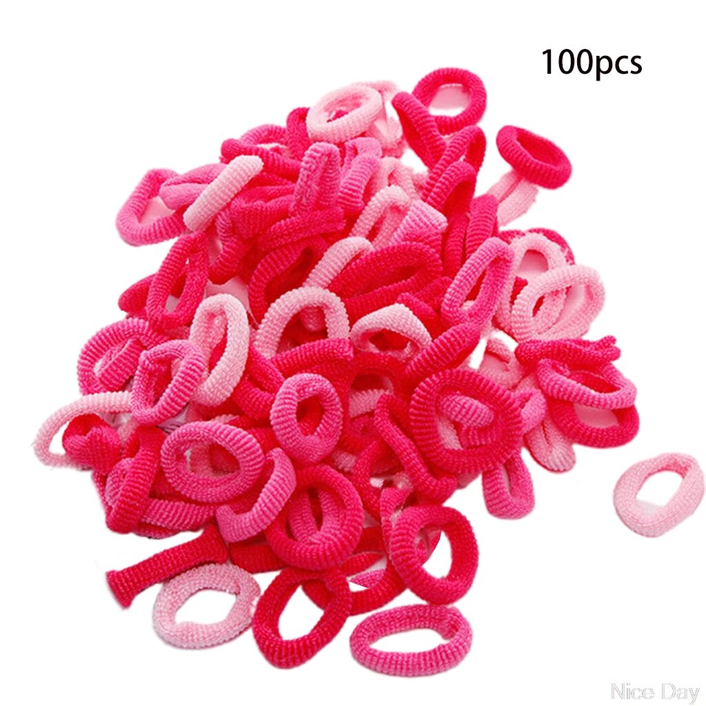 100 stk piger 1.5cm farverige små ring elastiske hårbånd hestehaleholder gummibånd scrunchie børnehår  my14 20: Farve 4