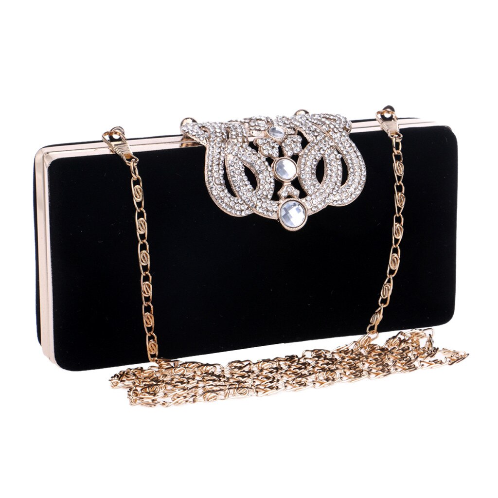 MOLAVE Handtassen Solid zakken voor Vrouwen Mode Avond Handtassen Party Sparkly Clutch Purse Schouder Cross Bag Minaudiere 9515: Black