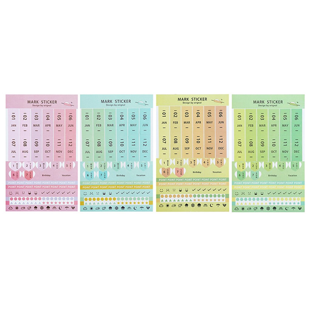 8 Sheet Mini DIY Paper PVC Monthly Calendar Index Tabs Reminder Stickers Flags for Planner Diary Journal Scrapbooking