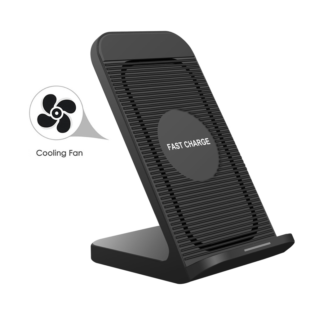 Cargador inalámbrico rápido Qi FDGAO, carga rápida 3,0, USB 10W, soporte de carga rápida con ventilador de refrigeración para iPhone XR XS X 8 Samsung S10 S9: Default Title