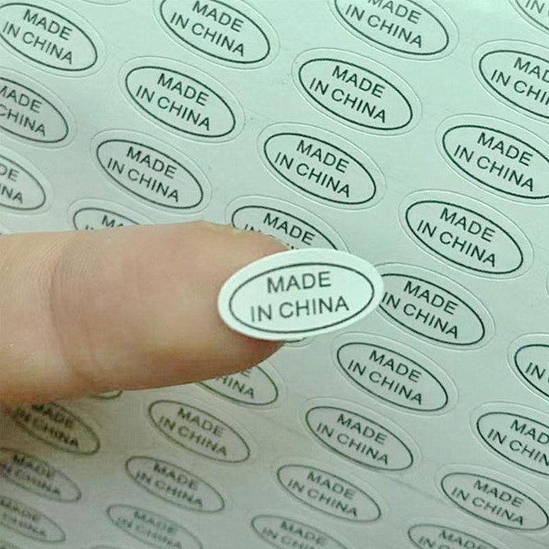 6 Soorten Made In China Stickers Zilver Label Met Zwarte Print Alfabet Land Van Herkomst Sticker Transparante Etiketten