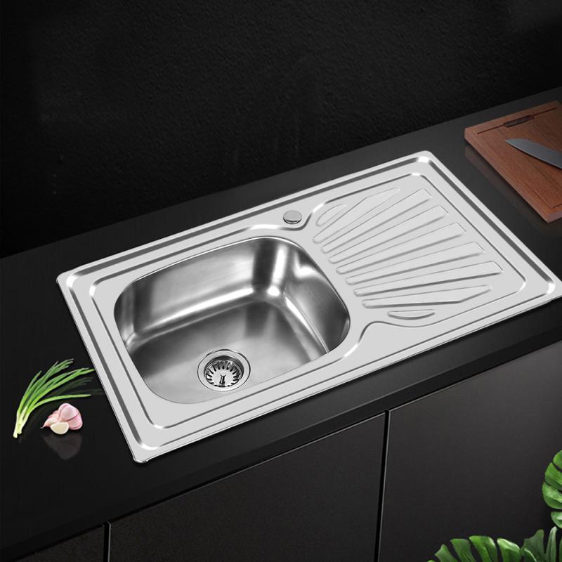 Rvs Spoelbak Spoelbak Gootsteen Gootsteen Enkele Wastafel Verdikte Spoelbak Grote Single Slot Set Keuken Armatuur Hwc