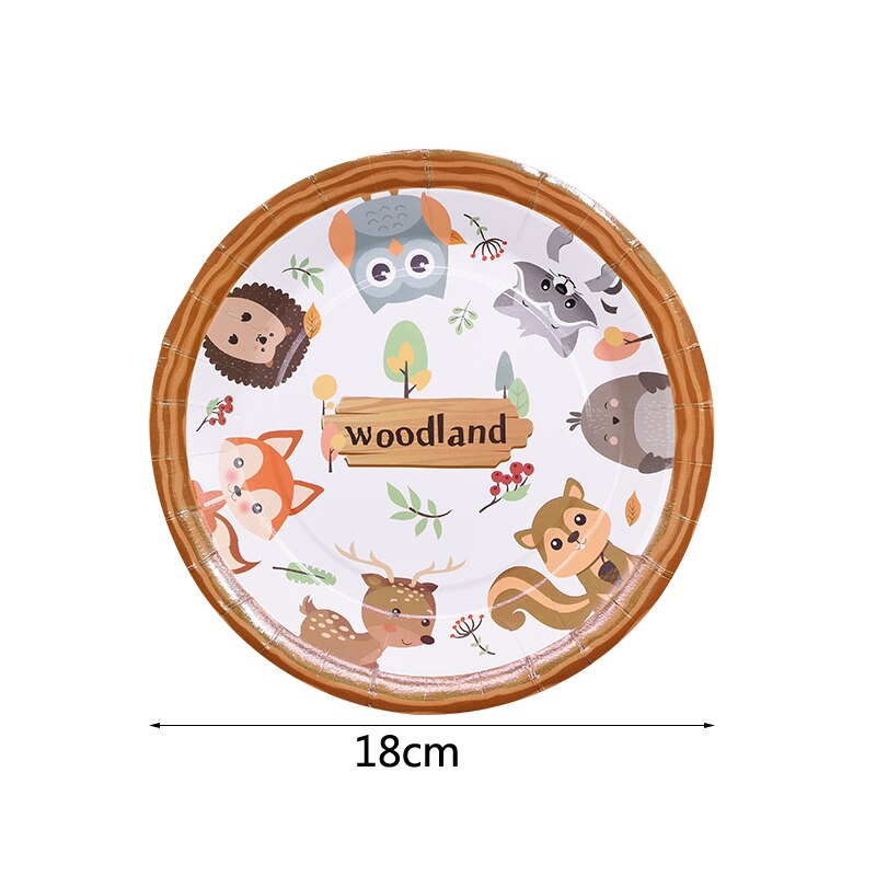 Forest Theme Party Decoration Hedgehog Owl Fox Napkin Plate Cup Jungle Animal Tableware Baby Shower Kids Birthday Party Supplies: B02-6pcs
