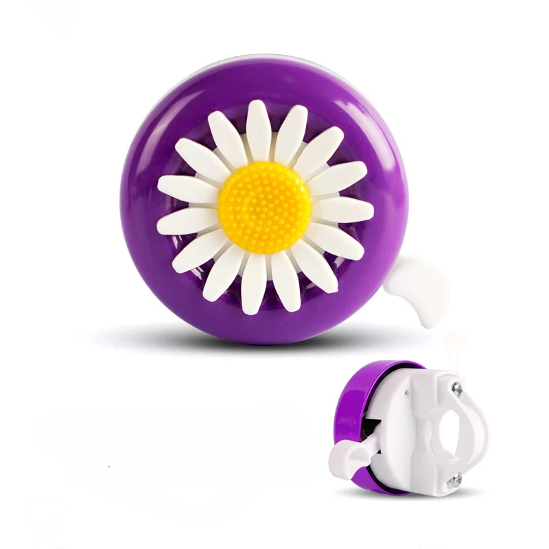 Klaxon de vélo coloré pour enfants, cloche de vélo drôle pour filles, détruire AndrFlower pour guidon, plastique en alliage, alarme sonore, anneau de cyclisme: violet