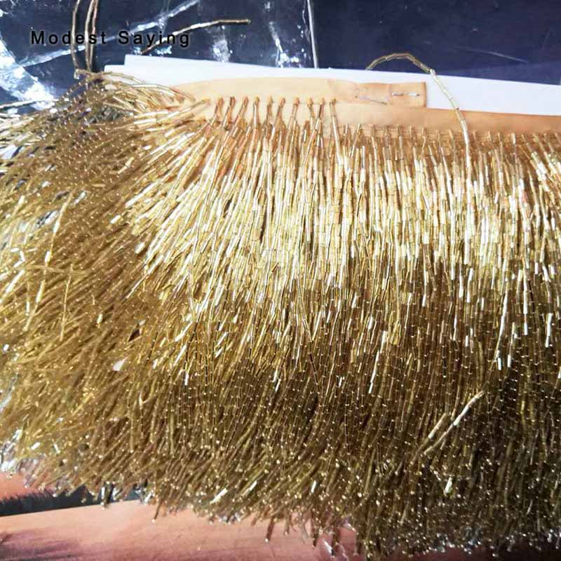 1 gård 15cm guldpärlor fransar trim band syrör tofs fransar trimning latin klänning drama aftonklänning plagg tillbehör: Guld-