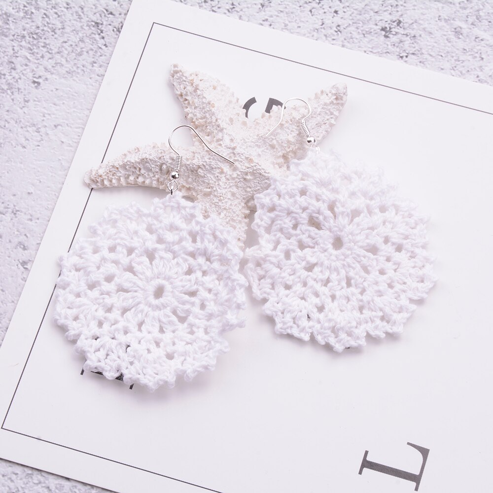 Crochet Earrings Jewelry-Wedding Bride Lacy Crochet Earring-Bridesmaid Crochet Earring Jewelry: White