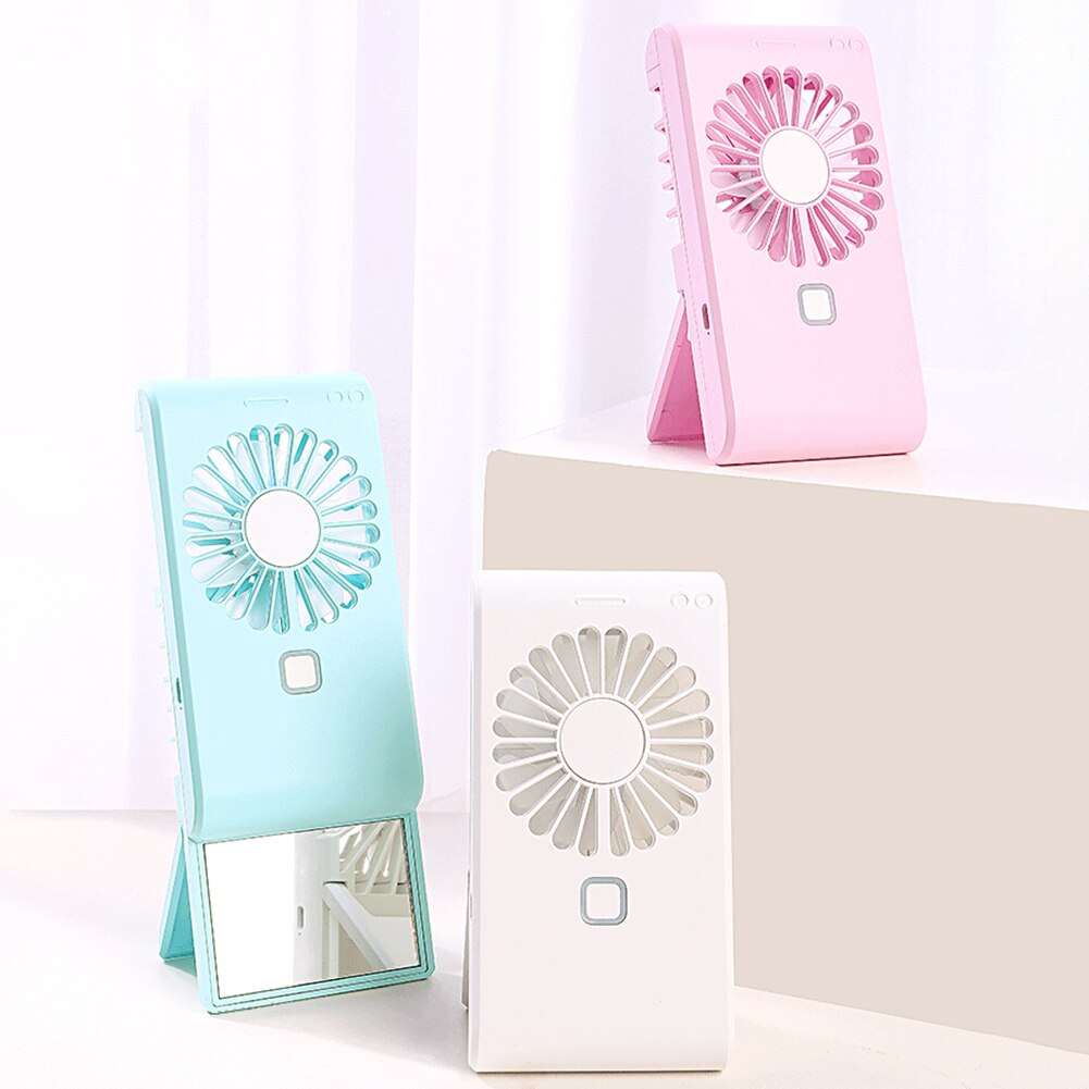 Mini Telefoon Vorm Draagbare Usb Opladen Koelventilator Met Standaard Make-Up Spiegel Lichtgewicht En Draagbare Canbe Gebruikt Op Vele Gelegenheid