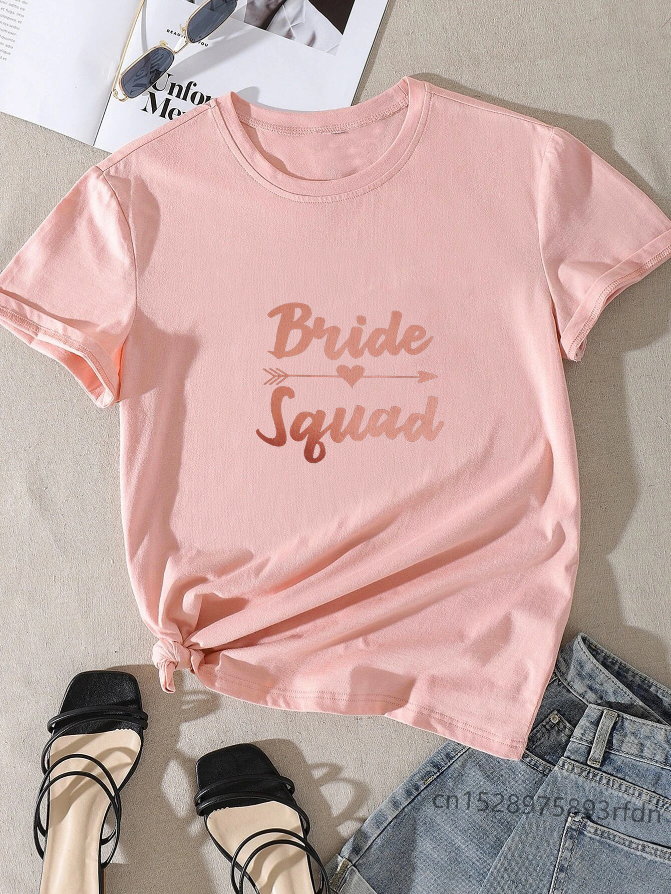 Team bride squad arrow polterabend kvinder t-shirts pige de la mariee evfj toppe t-shirt lady birde to be tøj
