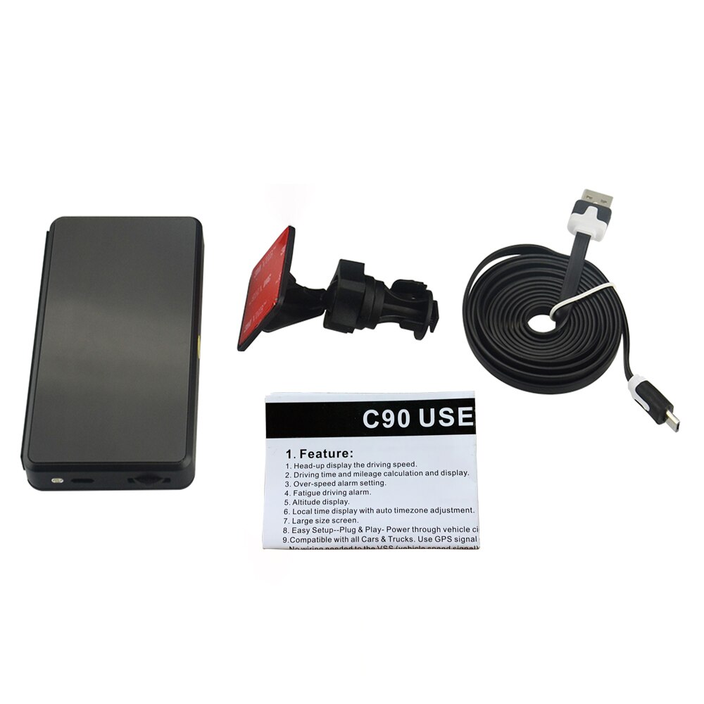 C90 Speedometer Hud Display Car Hud Over Speed Alarm System With Overspeed Alarm Driving Time Digital Car Clock Odometer: no box