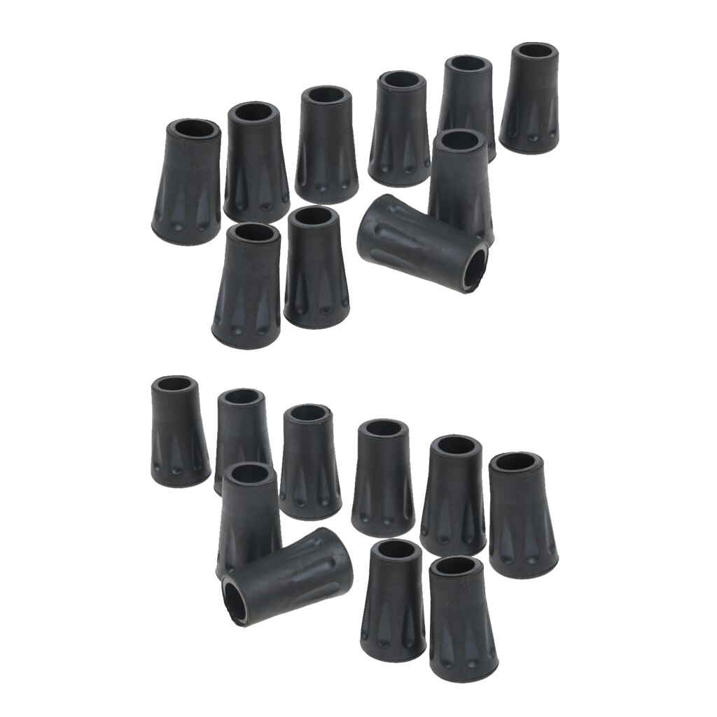 20 Stuks Duurzaam Rubber Tips Voor Wandelen Trekking Pole Wandeling Sticks Krukken Cane Tips-Zwart