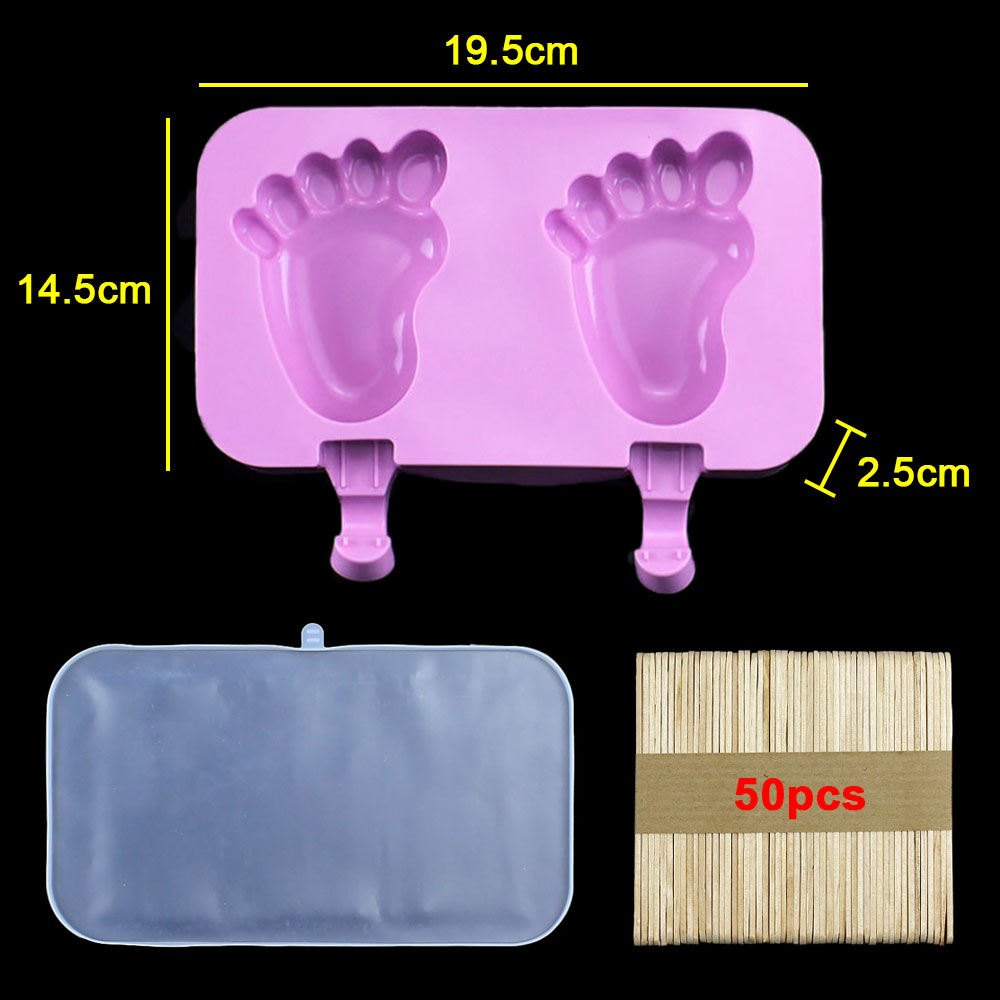 Moldes de silicona para helado DIY, molde para paletas de mano casero, molde para palitos de queso, bandeja de hielo con tapa: Plata