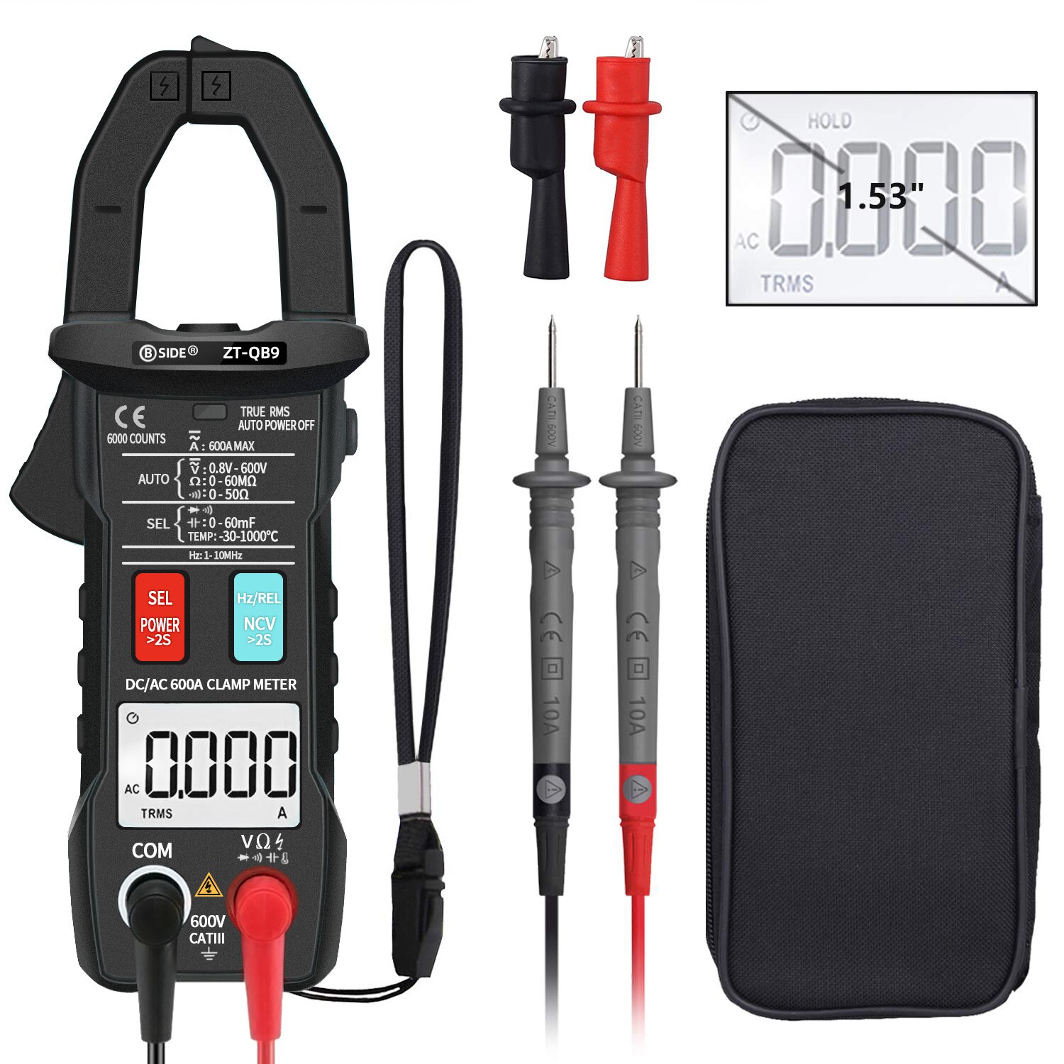 6000 Counts Digital Clamp Meter True RMS Multimeter Clamp Ammeter AC DC Voltage Current Meter NCV Current Clamp Tester