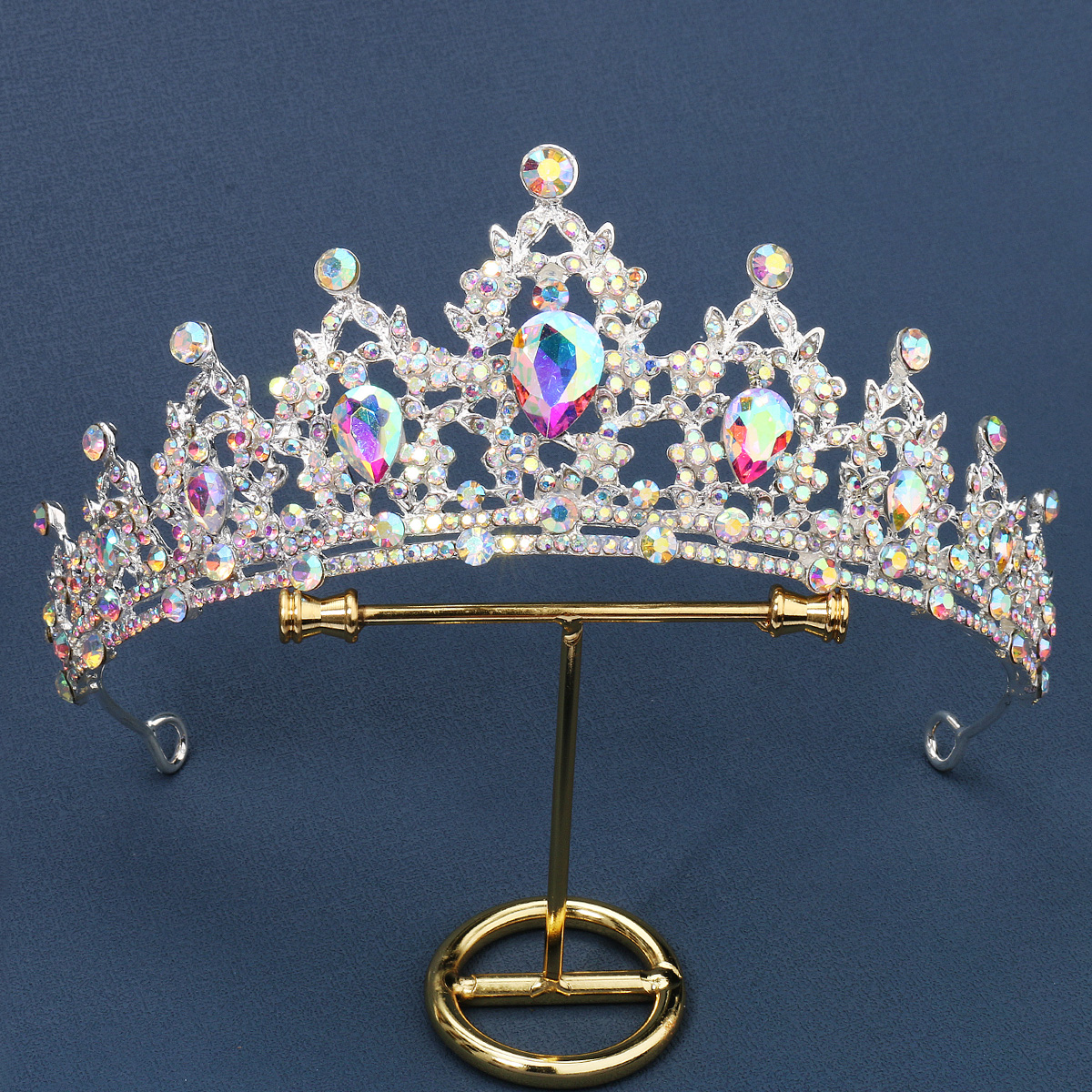 Mode Zwart Kristal Haar Kroon Voor Vrouwen Prom Gouden Kleur Tiara 'S En Kronen Haaraccessoires Bruids Haar Sieraden