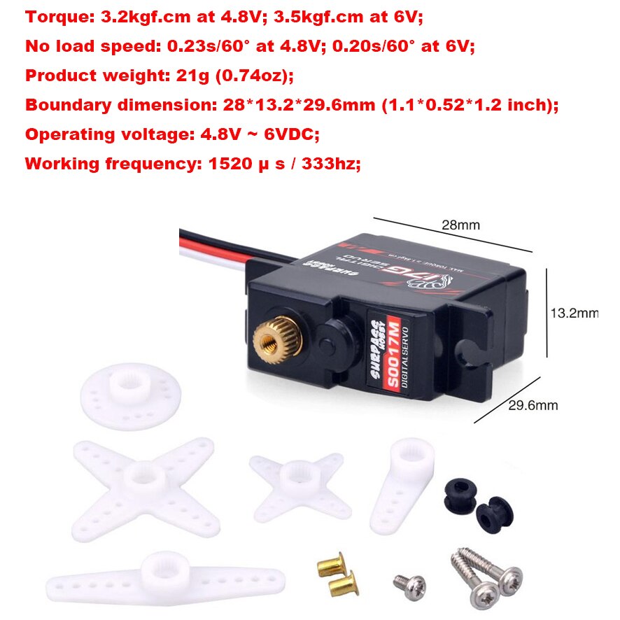 SURPASS HOBBY servo 9g 17g 25g 6kg 9kg 15kg 16kg 20kg 24kg 25kg 30kg Digital Servo for 1/18 1/16 1/12 1/10 1/8 1/7 1/5 rc car: 17g metal servo