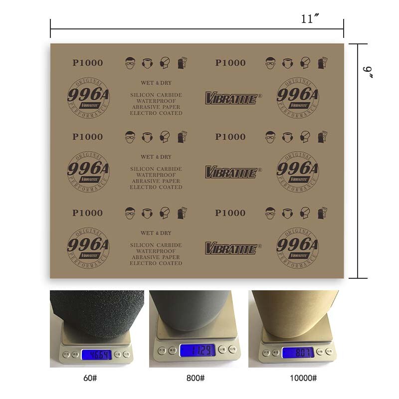A9 " x11 " vanntett sandpapir slipepapir 600 til 10000 korn vått / tørt til bilpolering