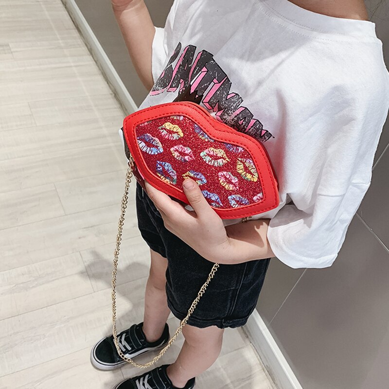 Girls Shoulder Bags for Children's Small Bag Female Summer Personality Lip Pack Chain Kids Messenger Bag