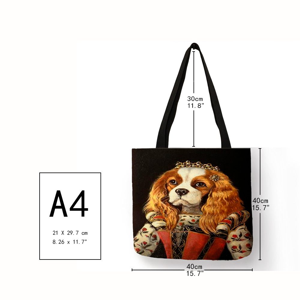 Vrouwen Handtas Charles Spaniel Olieverf Print Tote Bag Lady Meisjes Office School Travel Schoudertas Herbruikbare Boodschappentassen
