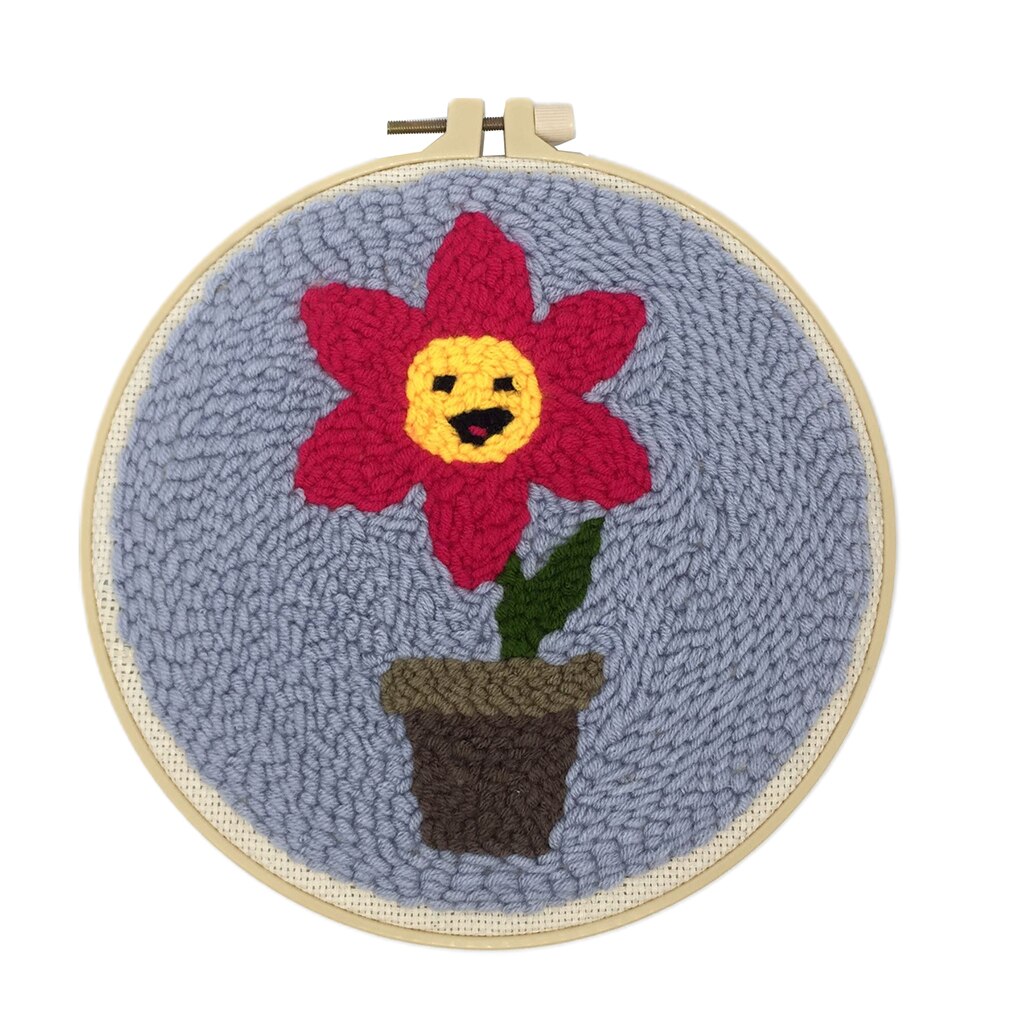DIY Punch Needle Starter Kits with Basic Tool DIY Needlework - Cartoon Pattern: Flower