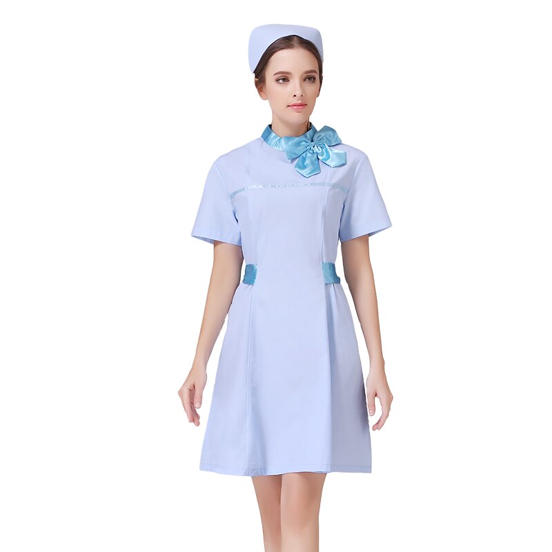Skönhetssalong arbetskläder bandsömmar spa uniform hälsa arbetskläder frostad kappa skrubb uniform aktivitet prestanda kläder: Blå / M
