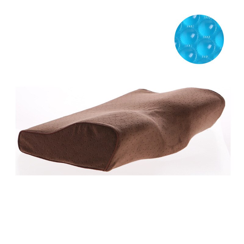 Orthopedic Memory Foam Gel Pillow Butterfly Shape Anti-snore Sleep Pillow Comfortable Health Care Neck Pillow Home Bedding: Dark Brown