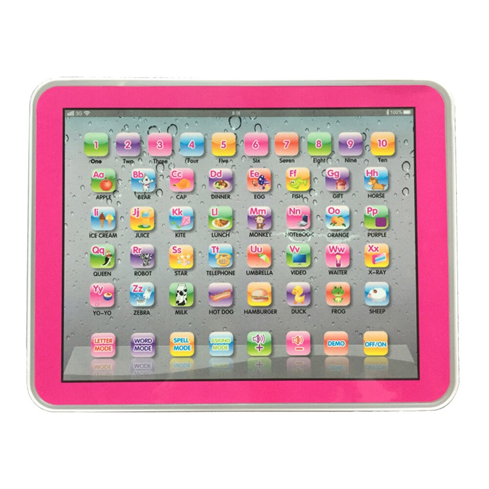 For Child Electronic Touch Type Kids Touch Study Computer English Early Learning Study Machine Baby Tablet Educational Toys: Rose Red