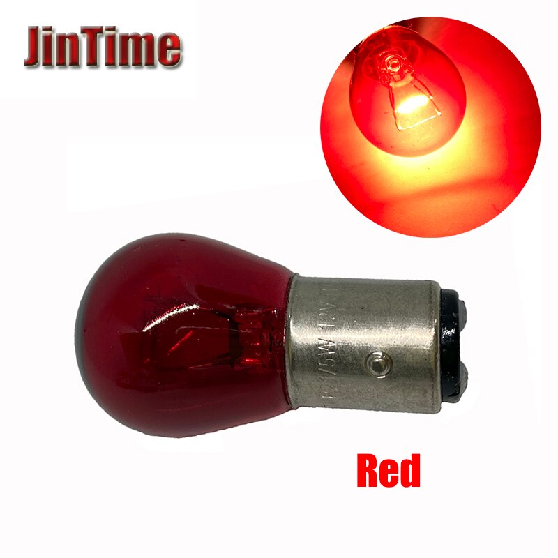 Bombilla de cristal de doble filamento para coche y motocicleta, lámpara de freno de marcha atrás DRL, BAY15D 1157 S25 P21/5W, color rojo ámbar, cc 12V, 10 Uds.