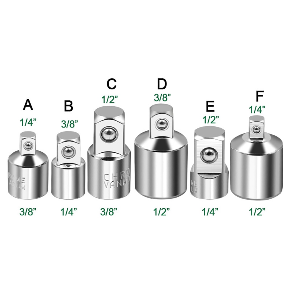 Llave de carraca para el hogar, 6 uds., adaptador de manga de cabeza, llave de carraca grande 1/2 Fly 3/8
