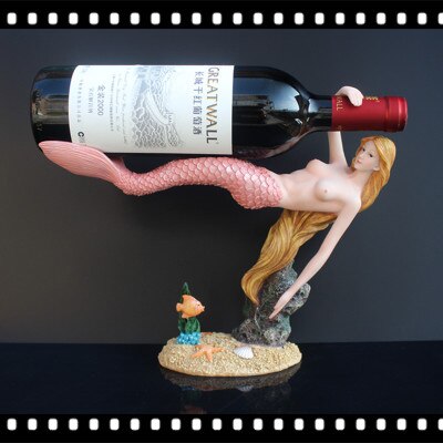mermaid wine rack modern minimalist European wine bottle holder resin crafts home wine cooler decoration ornaments: A