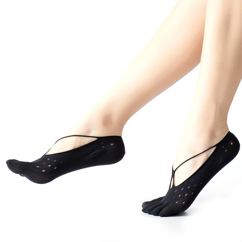 Ortopedyczne skarpety uciskowe damskie skarpetki z palcami bardzo niskie cięcie wkładka z żelem Tab oddychające YS-BUY: b black 1pcs