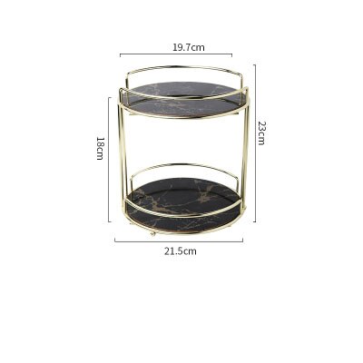 Nordisk dobbeltlag kosmetikopbevaringsstativ btahroom opbevaringsstativ toiletbord desktop efterbehandlingsstativ smykkerbakke: Sort marmor