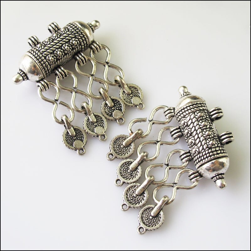 2 pces antiguidade prata cor barril flor borlas encantos pingentes 43x50mm