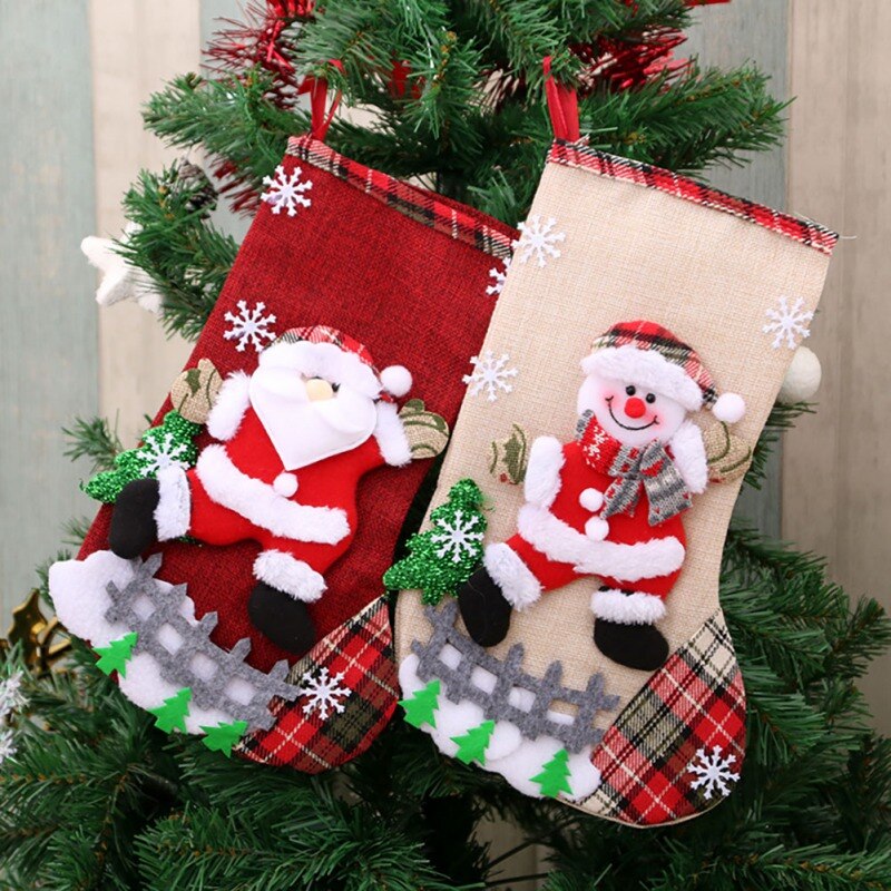 Linnen Groot Formaat Kerstsok Houders Partij Kerst Haard Decoraties