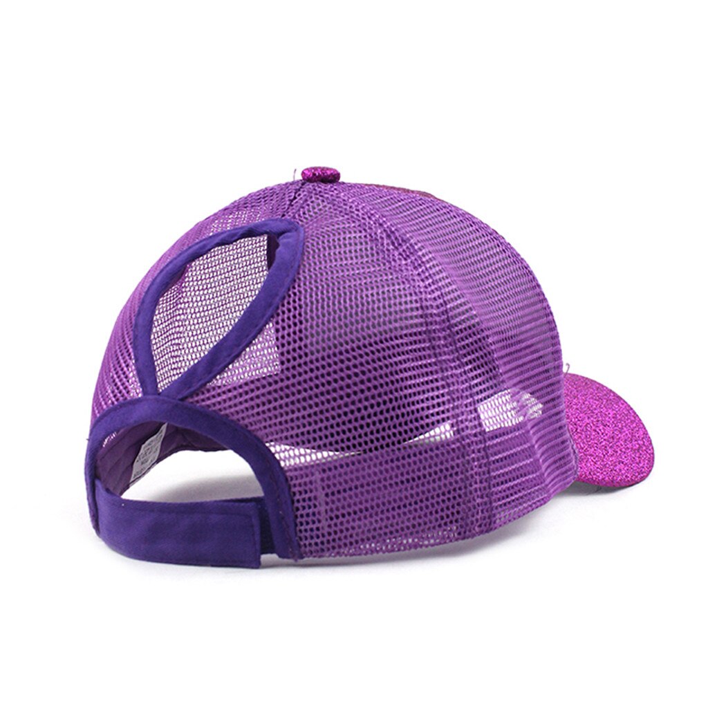 Gorra de béisbol con cola de caballo brillante para mujer, gorro de béisbol con cola de caballo, Cierre trasero, malla transpirable, transpirable, desordenado, ajustable, #40