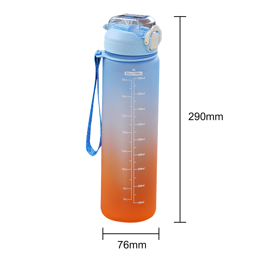 1 Liter Motivational Water Bottle With Straw Noozle with Time Marker Leakproof Sports Water Bottle for Gym Camping Tour 32oz: Blue