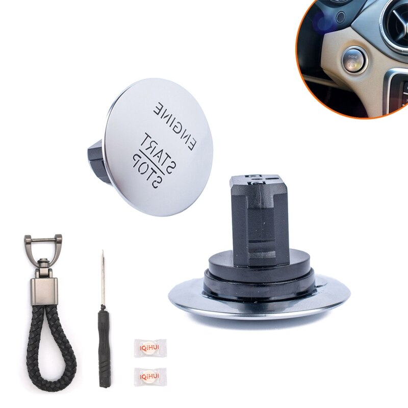 One Key Start Button Switch Start Stop Engine Keyless Switch Set with Keychain for C63 AMG Car Model: Default Title