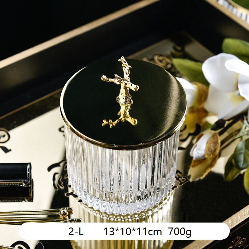 Retro Glass Storage Jars with Lid Candy Christmas Food Snacks Tea Spice Cereal Container Kitchen Storage Can Decoration: 2-L