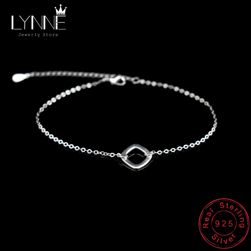 Neue 925 Sterling Silber Kette Fußkettchen Quadrat Anhänger Einfache Fuß Kette Frauen & Mädchen Schmuck Fußkettchen Armband