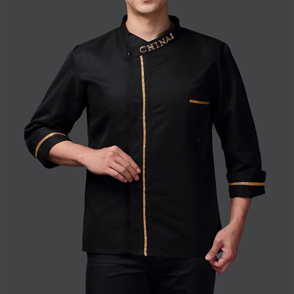 neue atmungsaktive lässig Koch jacke küche Gastronomie Restaurant Service Uniform bestickt backen Uniform: Schwarz Koch passen / M