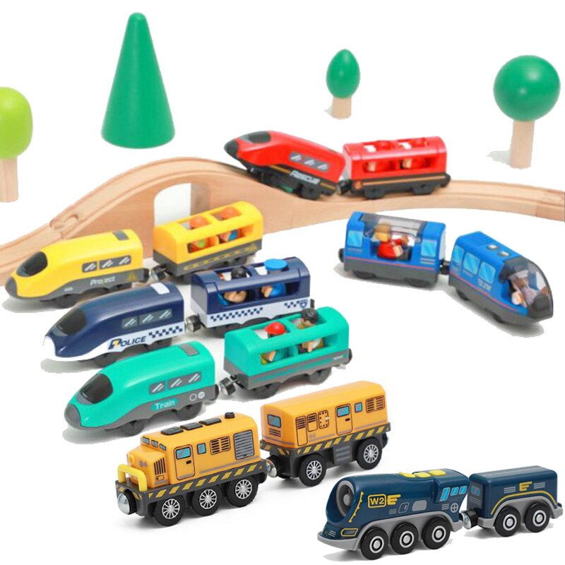 Electric Train Set Toys Model Train Electric Car Fit For Wooden Railway Wood Train Track Christmas For Children